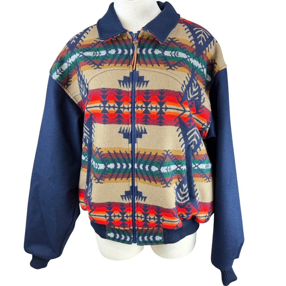 Vintage 90s PENDLETON Mens Aztec Wool Bomber Jacket|XL|Western Thinsulate USA